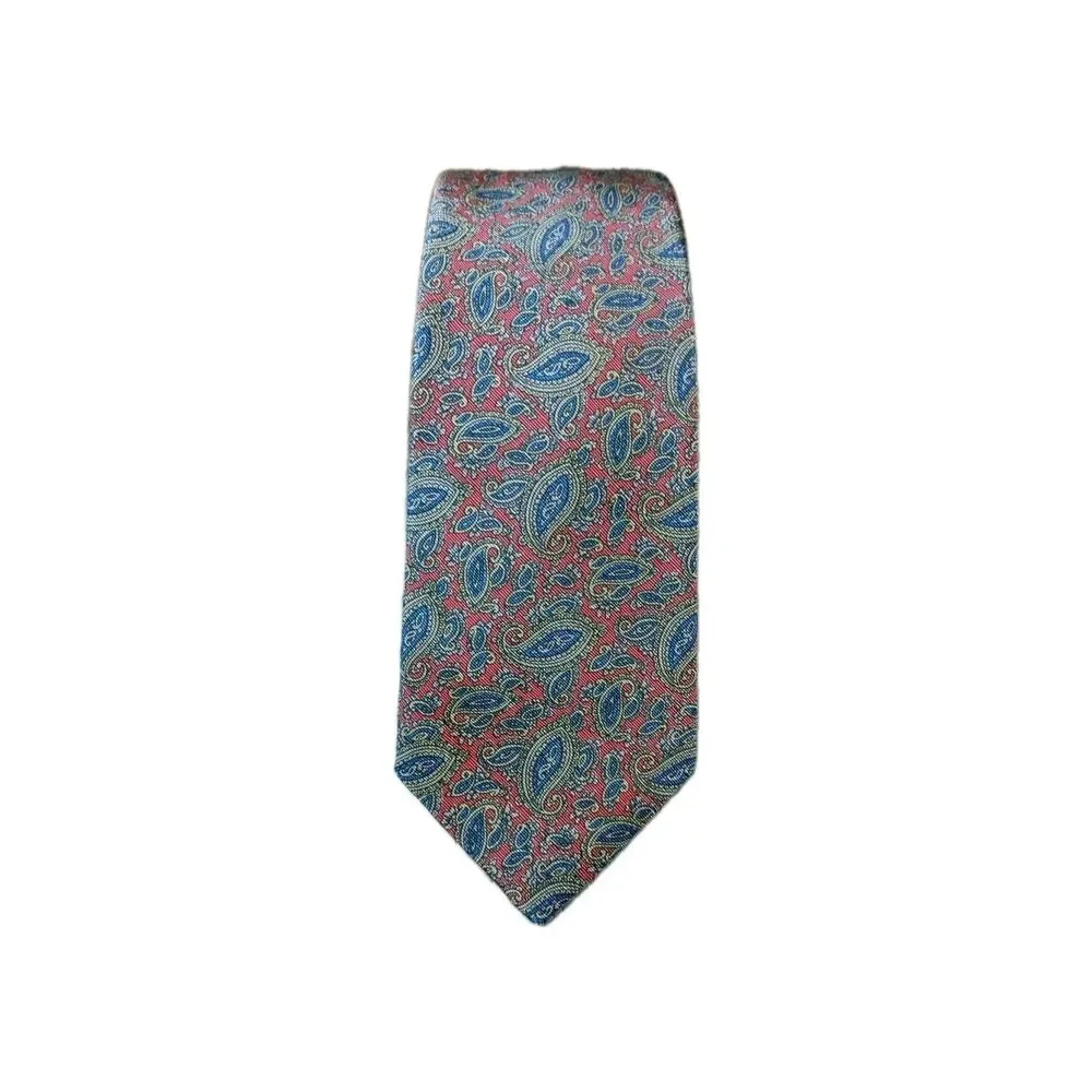 Vintage Bert Pulitzer Tie Wool Silk Blend Red Blue Paisley Made In USA Necktie
